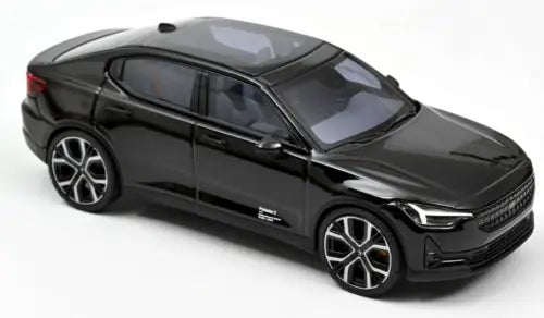 Diecast model car, Volvo Polestar 2 2024, space black, 1/43, front 3/4 view