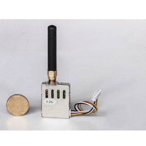Wireless video transmitter module with 1.2G label and black antenna stub