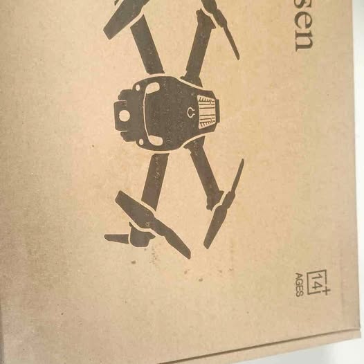 Drone graphic on cardboard shipping box