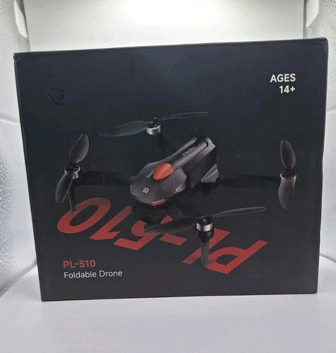 Foldable FPV drone box art with four propellers