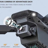 Black drone camera module with dual lenses and control panel