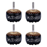 RC brushless motors, black with gold stator and silver shaft, four-pack view