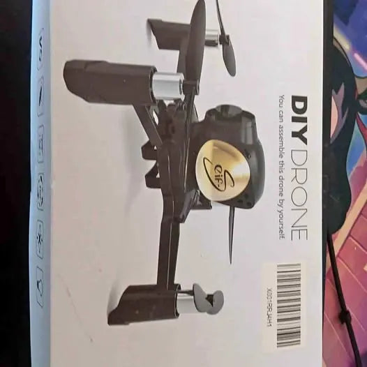 Black DIY drone with two propellers and gimbal-style camera module