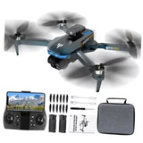 Foldable 4-rotor FPV drone with controller, spare propellers, and carrying case