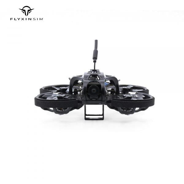 FLYXINSIM mini FPV quadcopter with front camera, dark frame, and antenna