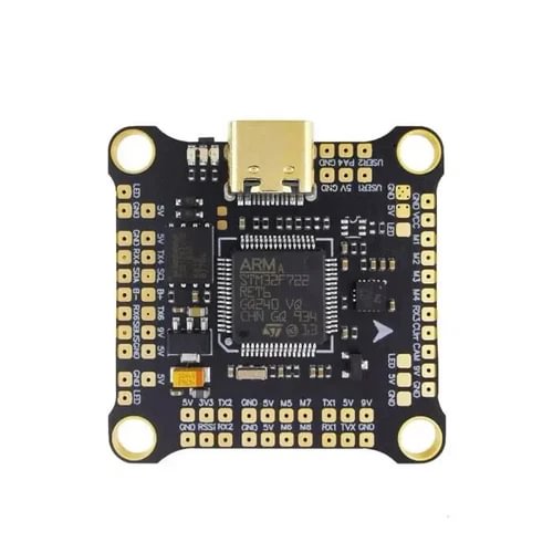 Drone flight controller PCB with ARM chip and mounting holes