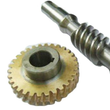 Steel spur gear wheel with central bore and threaded metal shaft