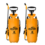 8L JUSTER orange plastic pressure sprayer with black pump handle and belt straps