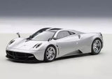 Pagani Huayra 1/43 silver diecast car model by AUTOart, front 3/4 view