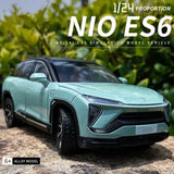 1:24 NIO ES6 SUV Alloy New Energy Car Model Diecast Toy Sound Light Model Car Parts
