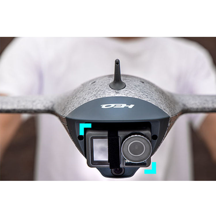 Mini FPV fixed-wing drone nose with camera module and front LED lights