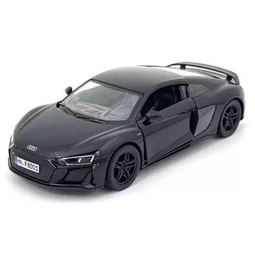 Black 1:36 scale Audi R8 diecast model car by Kinsmart