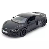 Black 1:36 scale Audi R8 diecast model car by Kinsmart