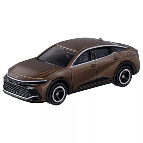 1:64 diecast model car, brown Toyota Crown style with black grille and white wheels