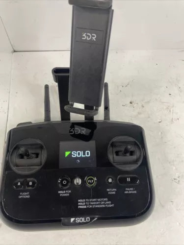 3DR Solo drone transmitter remote, black controller with buttons and joystick mounts