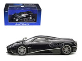 Pagani Huayra diecast model car, black with silver side stripes, detailed wheels