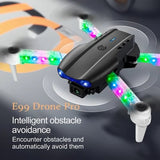 RC quadcopter drone with dual camera, bright LED lights, white propellers
