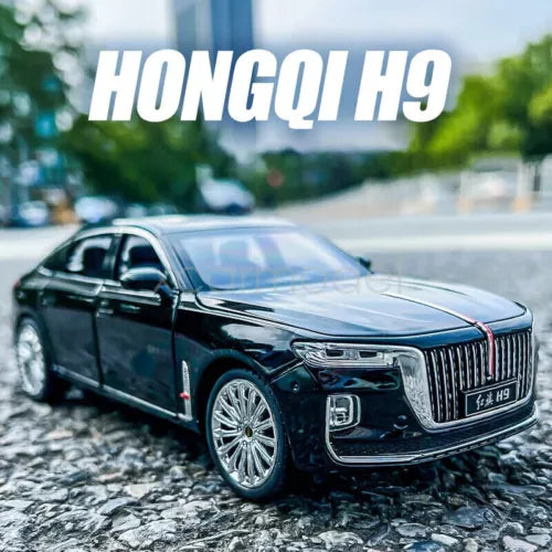 HongQi H9 1:24 diecast toy car model, black front three-quarter view