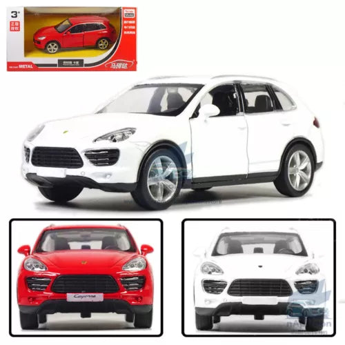 White Porsche Cayenne Turbo 1:36 diecast model car, front 3/4 view