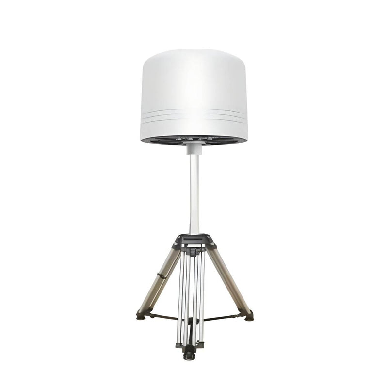 Outdoor surveillance drone detector with white dome on tripod