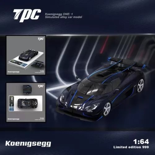 Blue 1:64 scale diecast model car with detailed body and wheels