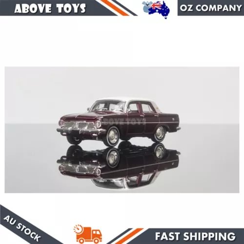1:64 scale diecast 1964 Holden EH Premier maroon car model, front and side view