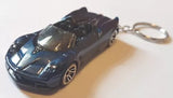 Diecast roadster keyring car with dark blue finish and chrome key ring
