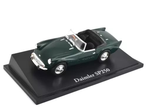 Diecast model convertible car, dark green with open cockpit