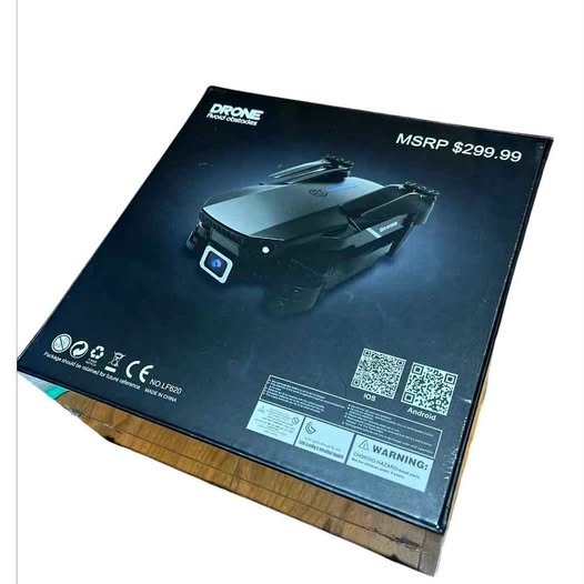 Drome drone retail box with MSRP label and QR code