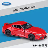 Welly 1:36 Toyota Supra red diecast pullback model car, detailed front view