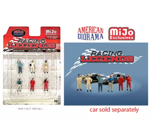 Diecast racing legends 1:64 figure set package with six character mini figures