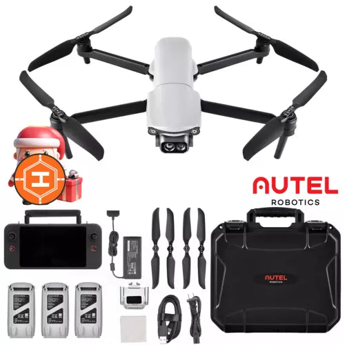 Thermal drone bundle with Autel drone, extra batteries, controller, propellers, storage case