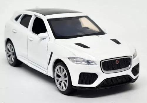 Tayumo 1/36 Jaguar F-Pace LHD white diecast model car, front 3/4 view