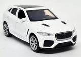 Tayumo 1/36 Jaguar F-Pace LHD white diecast model car, front 3/4 view