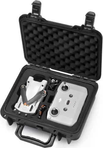 Compact waterproof hard case with foam insert and black latch for DJI Mini 3 Pro