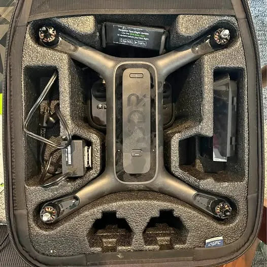 3DR drone in hard case with landing gear and camera mount