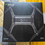 Drone retail box showing SOLO drone with 3-axis gimbal