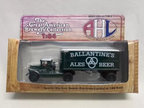 1:64 diecast brewery truck with Ballantine's Ales & Beer branding in clear box