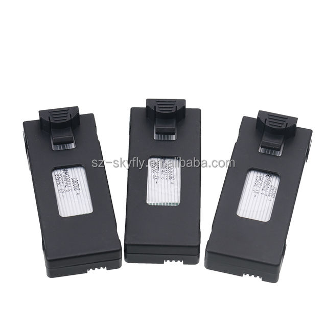 Drone spare battery pack, three black modules with label windows