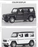 Mercedes Benz diecast SUV model car, black side view with open windows