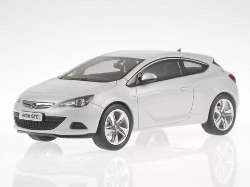 Motorart 1:43 diecast model car, Opel Astra J GTC, mineral white, 3/4 front view