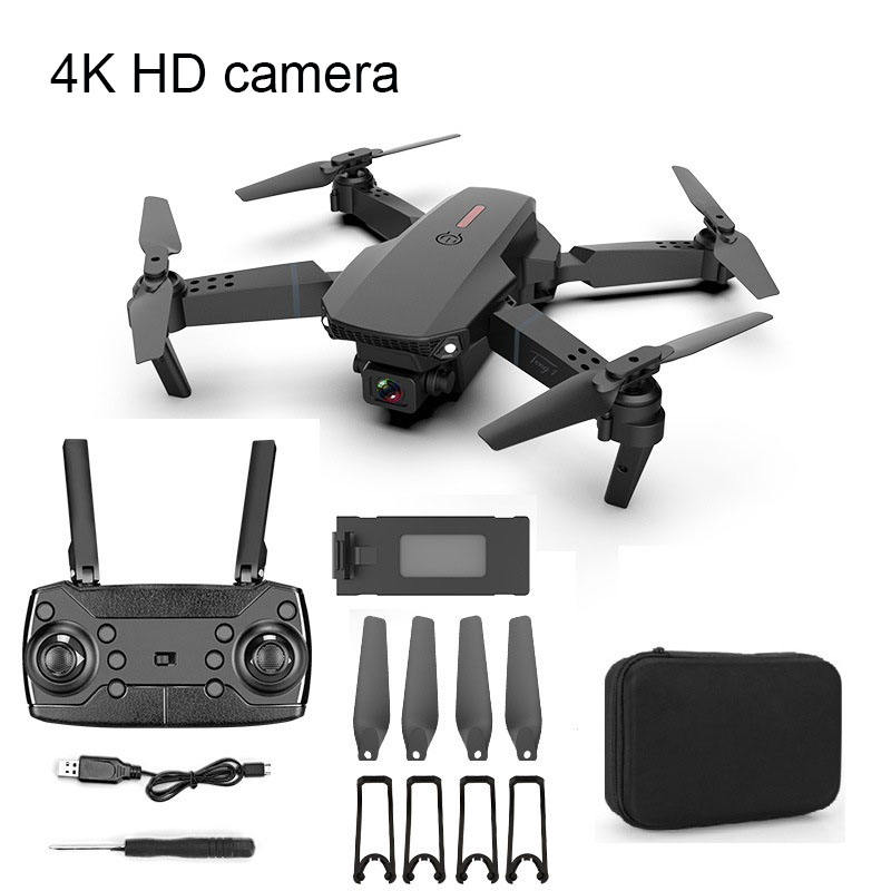 Mini drone kit with 4K HD dual camera, remote controller, spare props, battery, carrying case