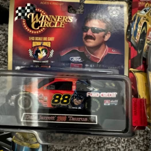 Vintage NASCAR diecast car set, red No. 88 car in retail box