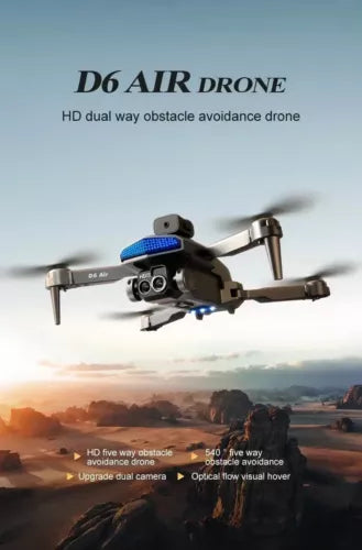Mini quadcopter drone with 4K camera and obstacle-avoidance sensors, gray