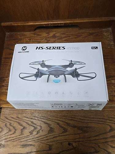 RC quadcopter drone box with HS-Series print and top-view drone illustration