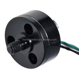 Black brushless motor with prop shaft and three-wire connector leads