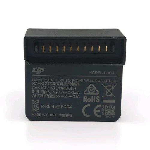 DJI Mavic 2 battery to power bank adaptor, black rectangular port unit