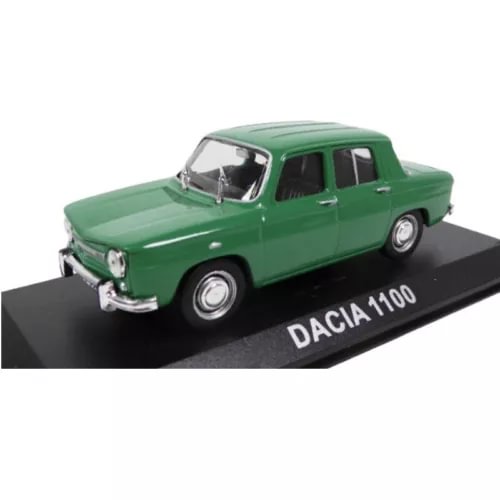 Green Dacia 1100 diecast car model with chrome grille and whitewall tires