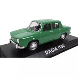 Green Dacia 1100 diecast car model with chrome grille and whitewall tires