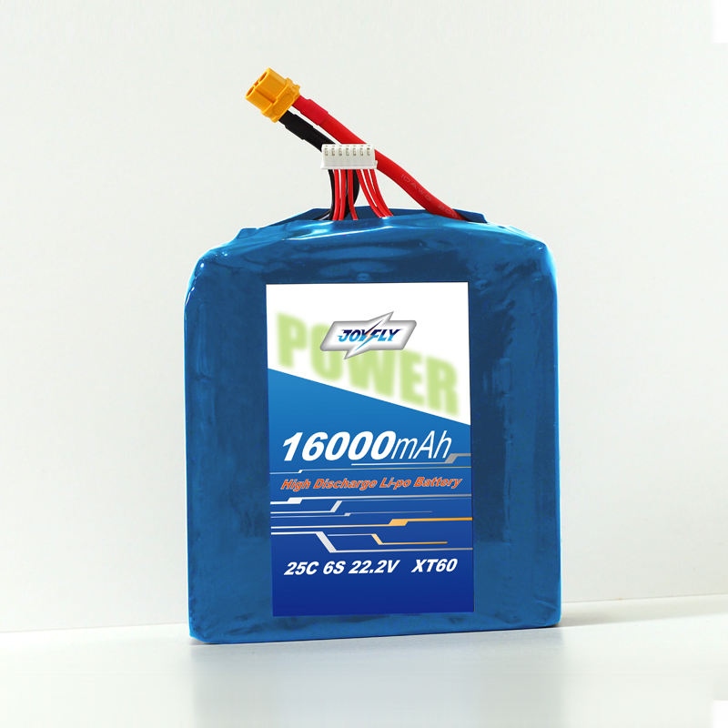 Drone LiPo battery pack, blue wrap, Joyfly 16000mAh 6S 22.2V 25C XT60